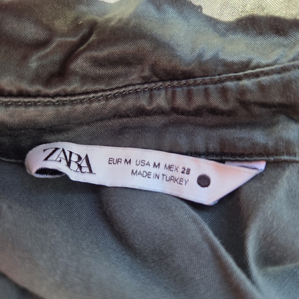 Zara Sage Green Satin Women's‎ Blouse Size Medium - Picture 5 of 5